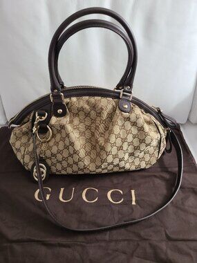 GUCCI Monogram  Shoulder Tote Bag GG Canvas Brown
